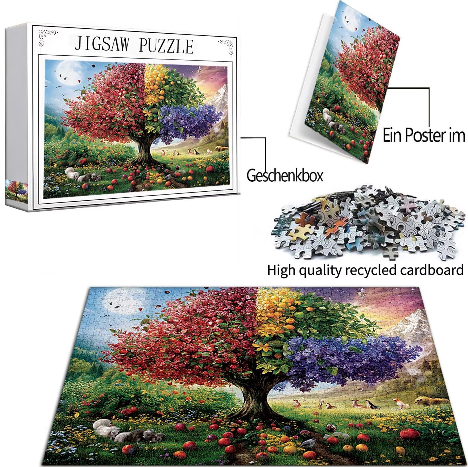Krajobraz Puzzle 3000 sztuk, 5D DIY Puzzle Drzewo Puzzle Dorośli i 14 lat Chłopcy, Puzzle z pudełkiem prezentowym, Gry Relaks i inteligencja, wystrój pokoju na ścianę, 122 x 81 cm, model36