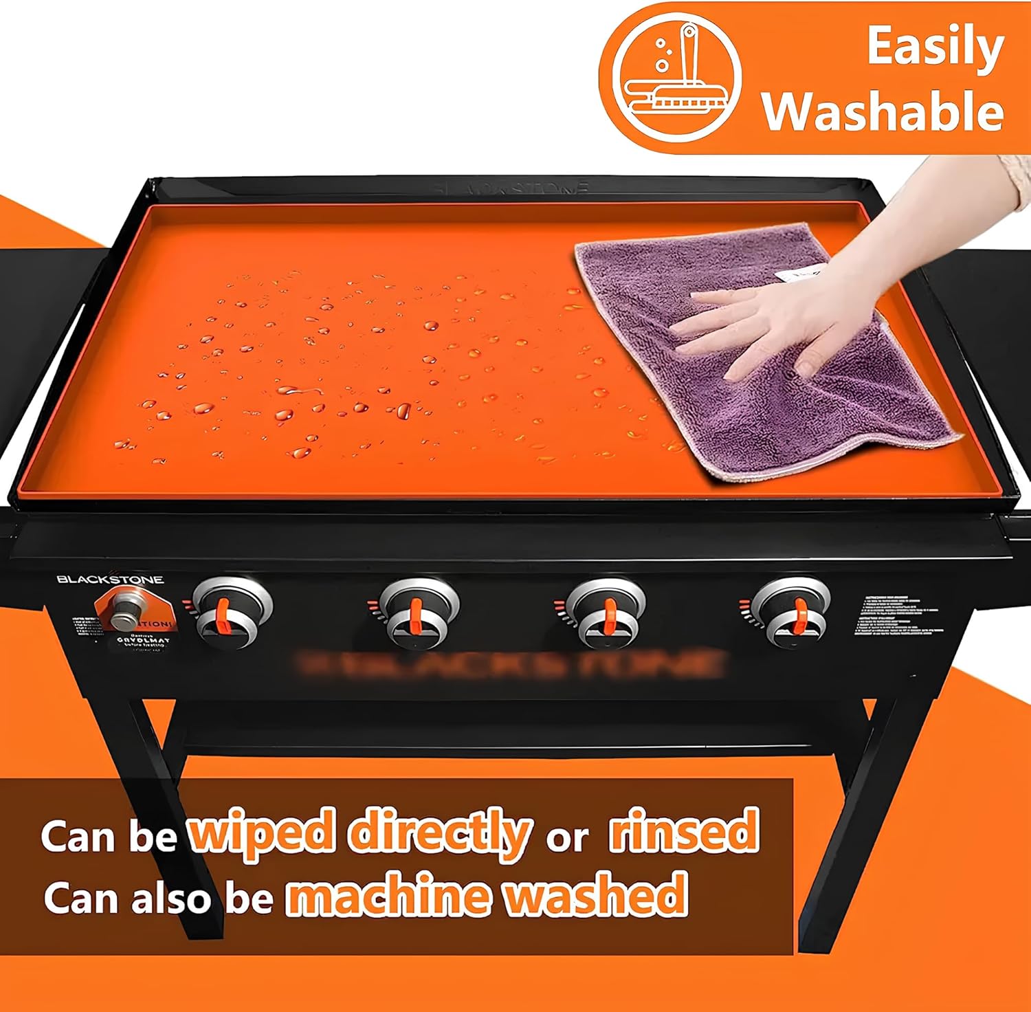 ODRAGO Blackstone Griddle Mat for 36" Griddle- Large Blackstone accessories Griddle Buddy Mat Protects from Dust, Insects, and Rust-Waterproof Silicone Grill Mat -Heat Resistant Bbq Grill Mat