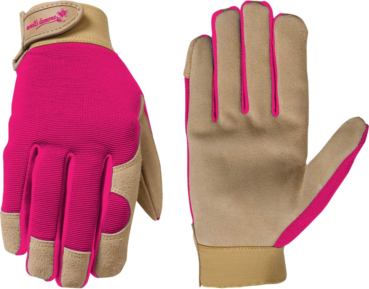 Women's Hybrid Leather Palm Garden Work Gloves (Wells