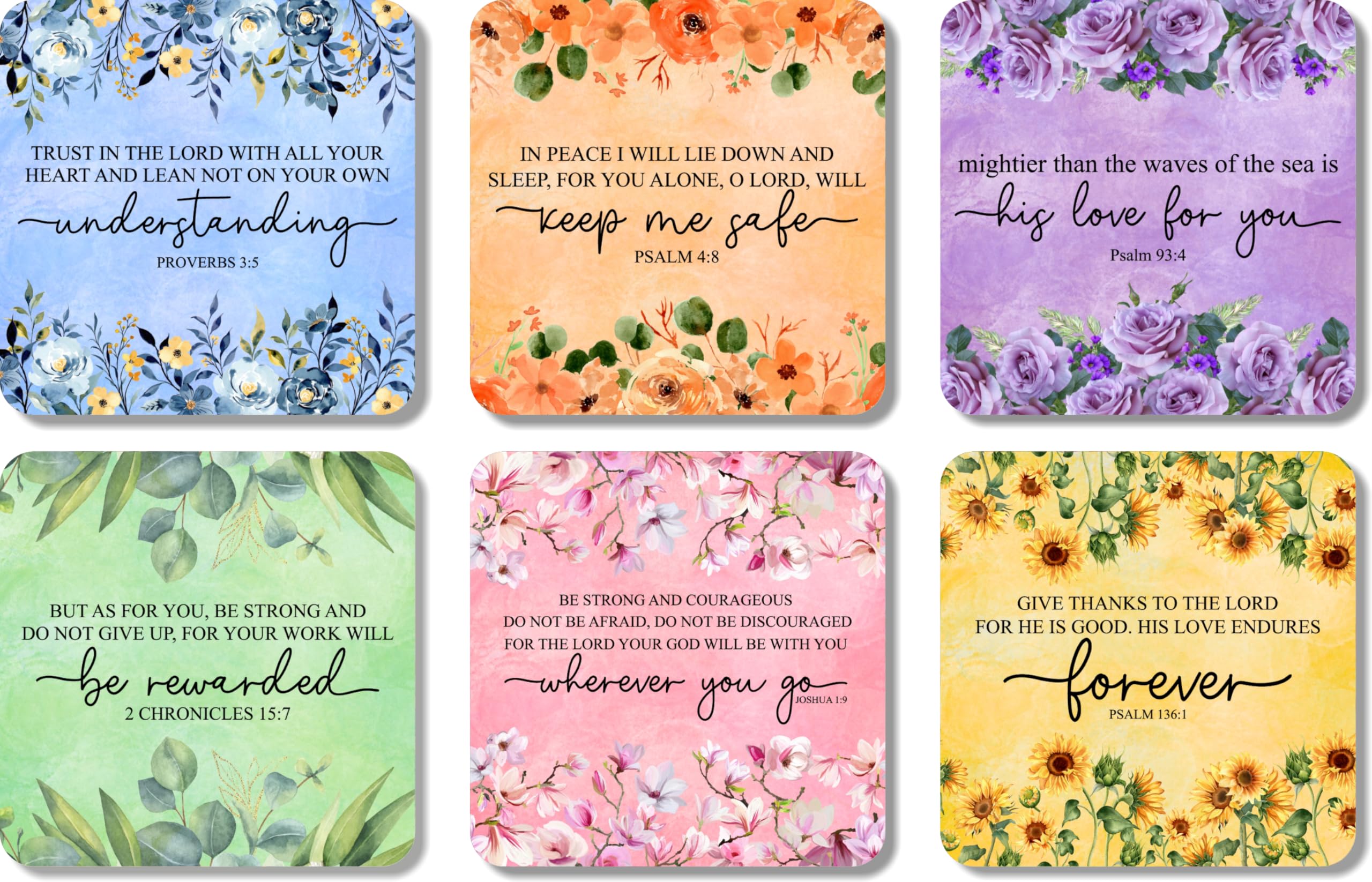 Bible Verse Fridge Magnet Set of 6 – Christian Inspirational Scripture Magnets – Floral Faith Design – Strong Hold MDF Magnets for Fridge, Kitchen, Home & Office Décor-image-20