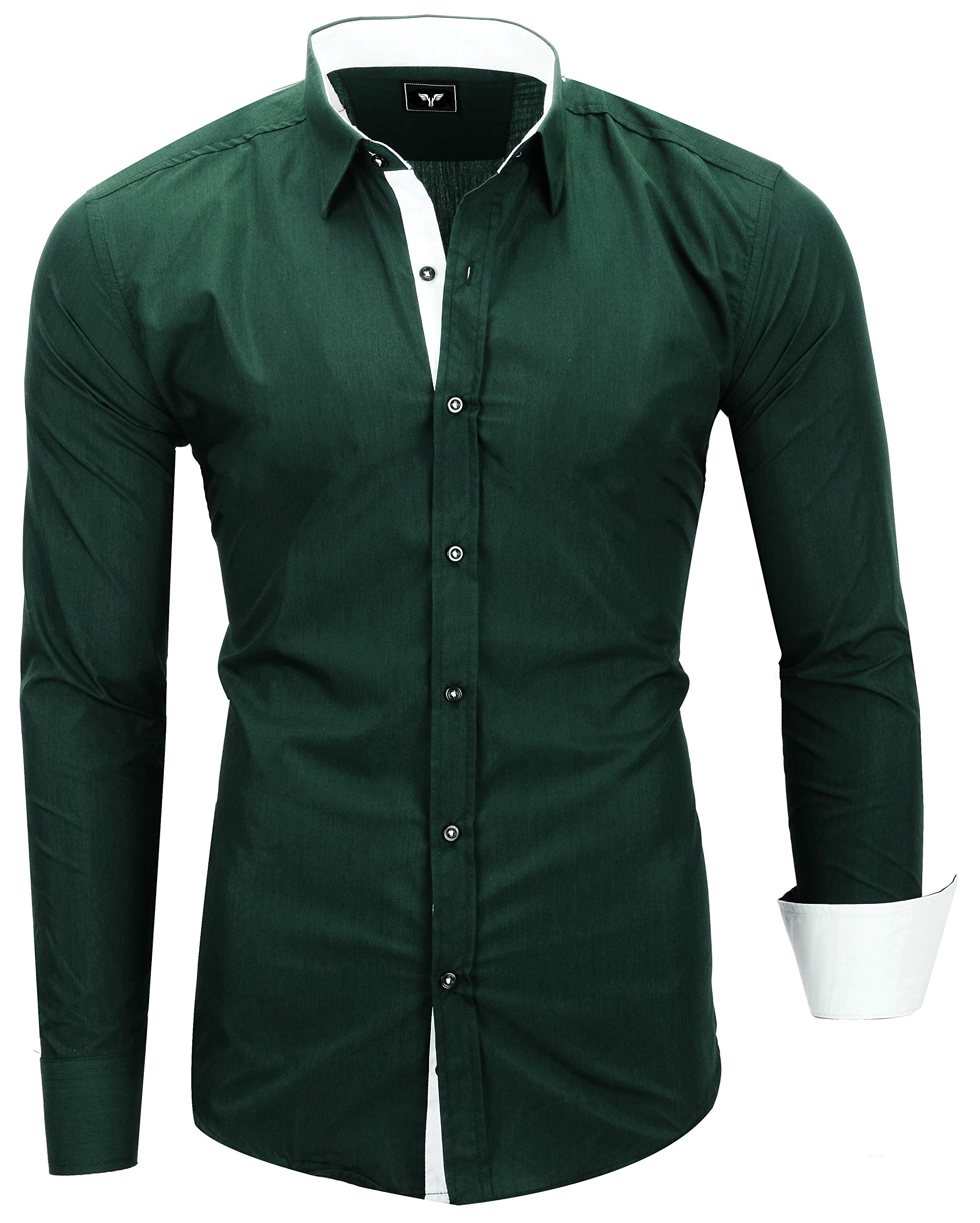 Kayhan Camisas Hombres Camisa Hombre Manga Larga Ropa Camisas de Vestir Slim fácil de Hierro Fit S M L XL XXL-6XL Modello Musterärmel