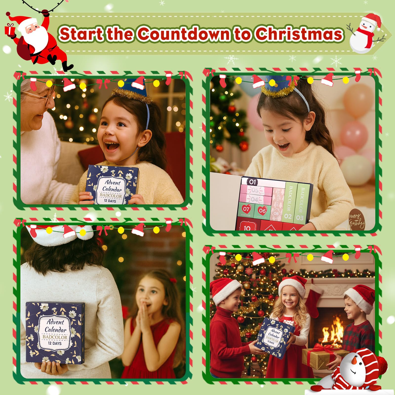 Set de maquillaje calendario de Adviento – 12 días de Navidad cuenta atrás calendario regalo maquillaje sets
