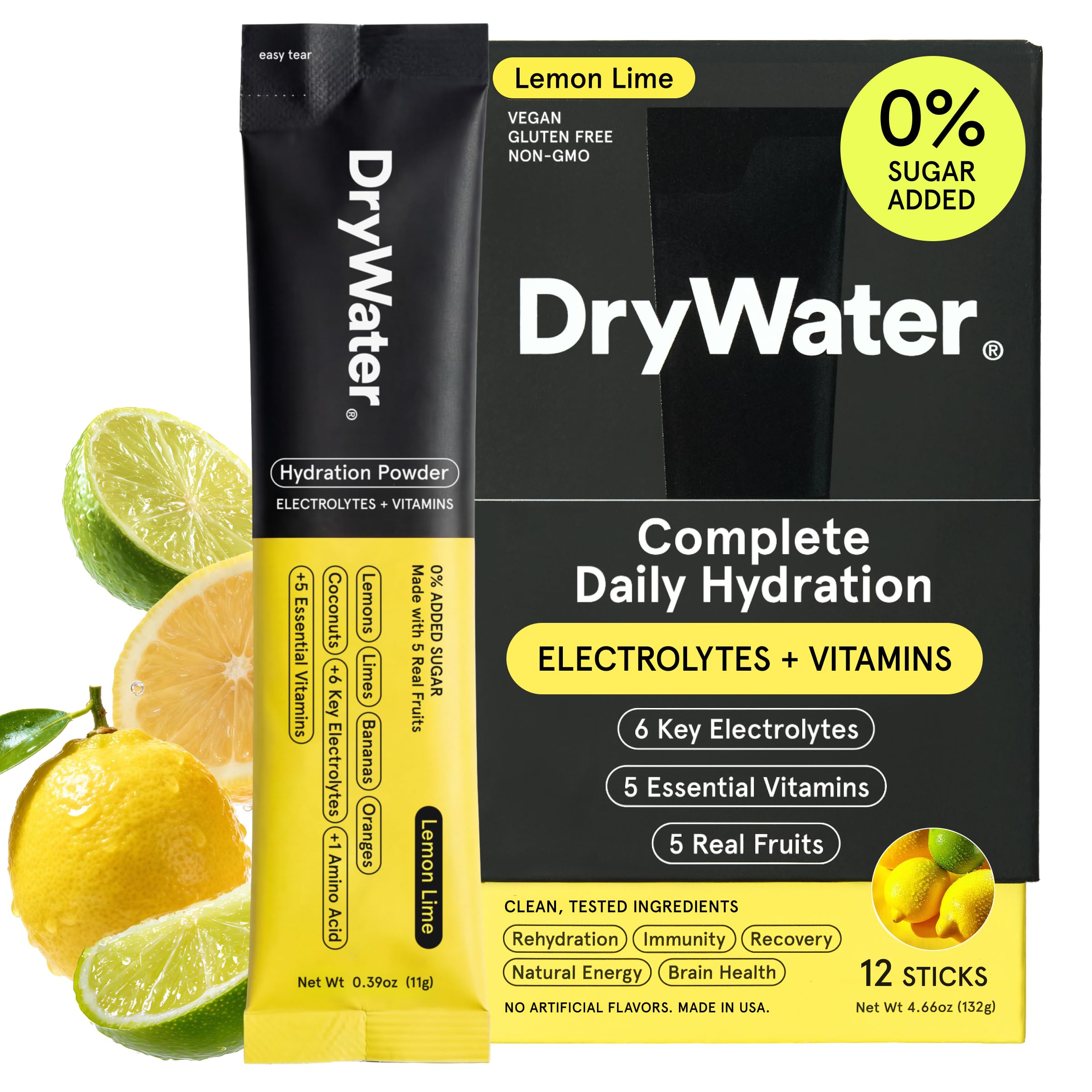 DryWater Electrolytes + Vitamins Hydration Packets, Mixed Berry 12 Pack — Amazon image 13