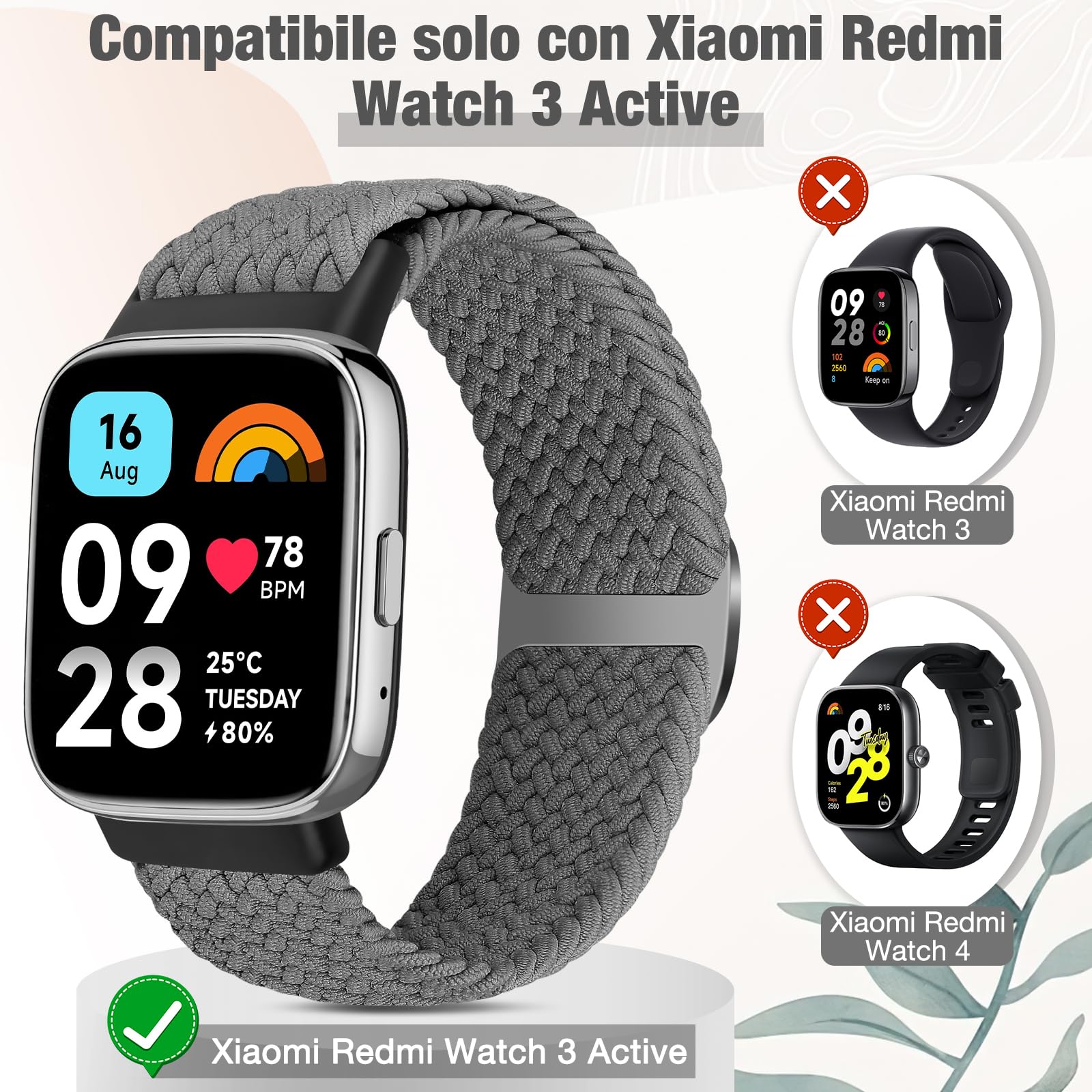 SHIJZWD Intrecciato Cinturino Compatible con Xiaomi Redmi Watch 3 Active per Uomini Donne, Sportiva Bracciale di ricambio Elastica Nylon Cinturino per Xiaomi Redmi Watch 3 Active