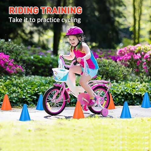Miniatura 7 de Reginary 40 piezas mini cono de entrenamiento Socce plástico 7 pulgadas conducción deporte cono bicicleta obstáculo naranja y azul suministros de