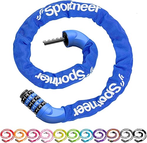 Sportneer - Candado de cadena antirrobo, alta seguridad, combinación de 5 dígitos, 3.23.64 pies, resistente, sin llave, para bici, moto, scooter,