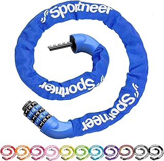 Sportneer Bike Lock: 5 Digit Combination High Security Anti Theft Bike Chain Lock - 3.2/3.6/4ft Heavy Duty Resettable Keyless Bicycle Lock for Bike