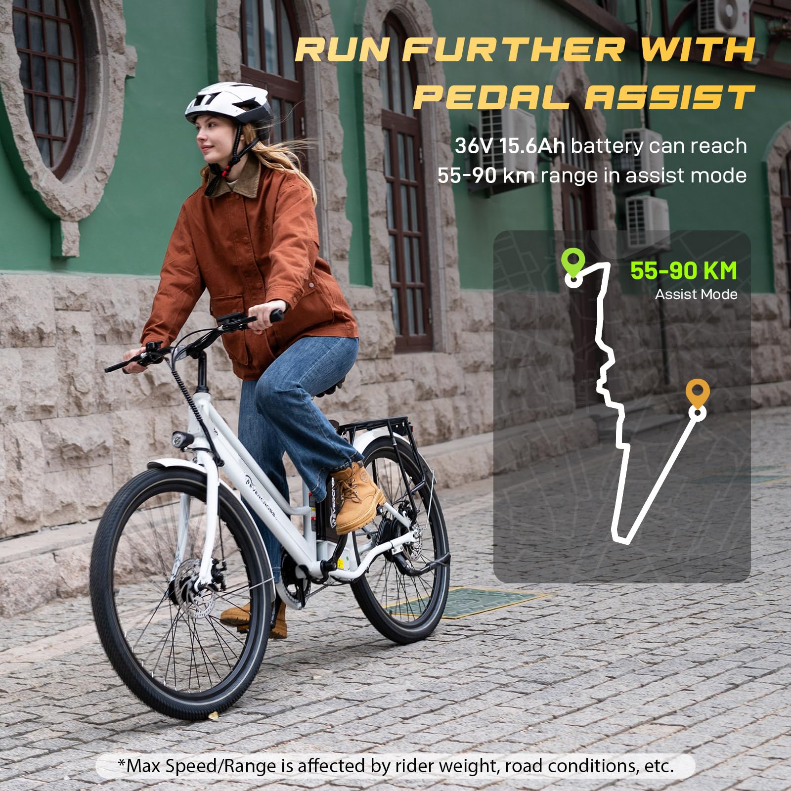 EVERCROSS EK8 Velo Electrique Adultes, Vélo Electrique de 26'' avec Assistance au Pédalage - Moteur 250W, Batterie 36V 15,6Ah, 15/20/25 KM/H, Charge Max de 120kg, VTT Electrique pour Femmes et Hommes