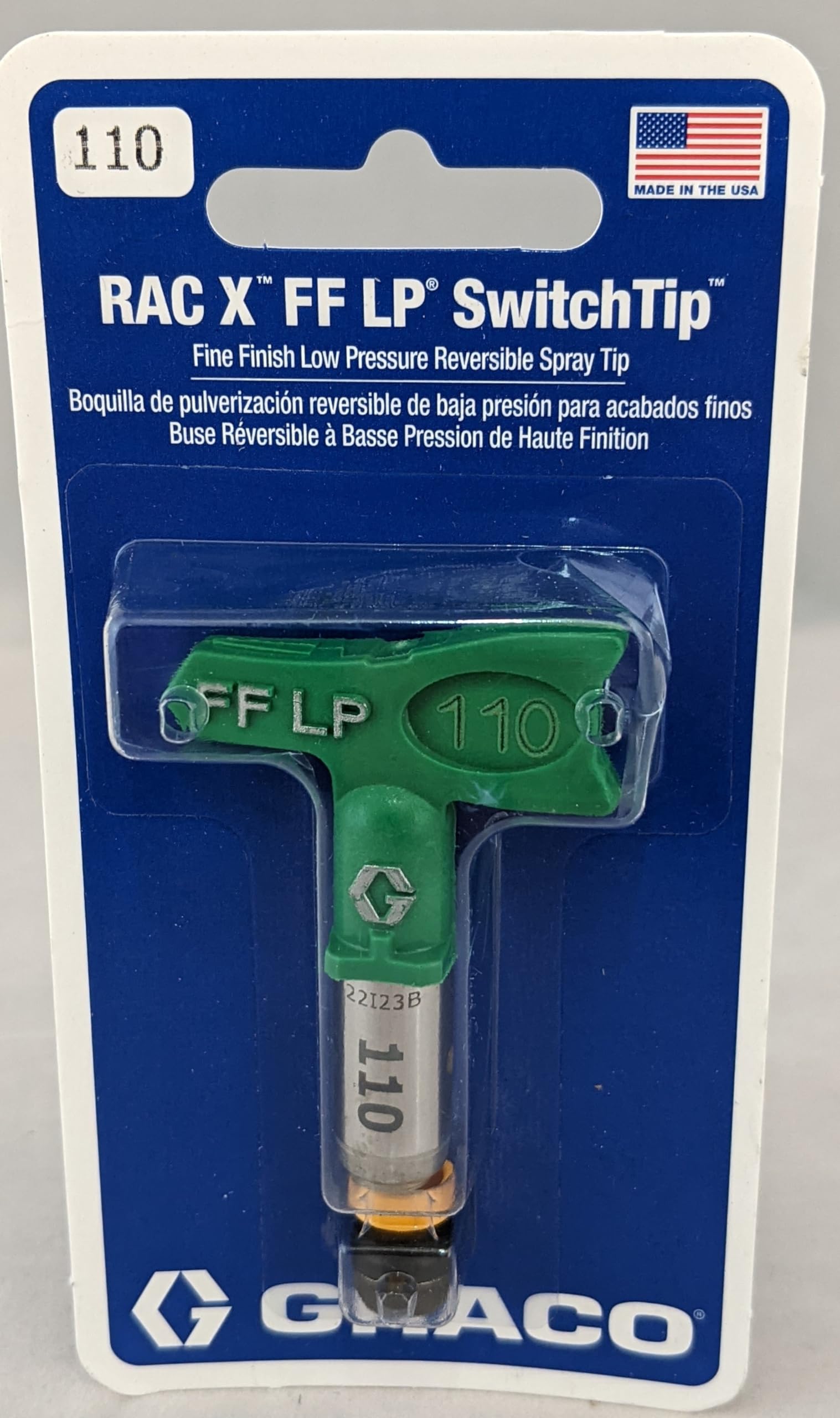 Graco FFLP 110 buse Embout réversible pour Pistolet airless Graco, Jet de 5 à 10 cm, Orifice de 0,010 Pouce