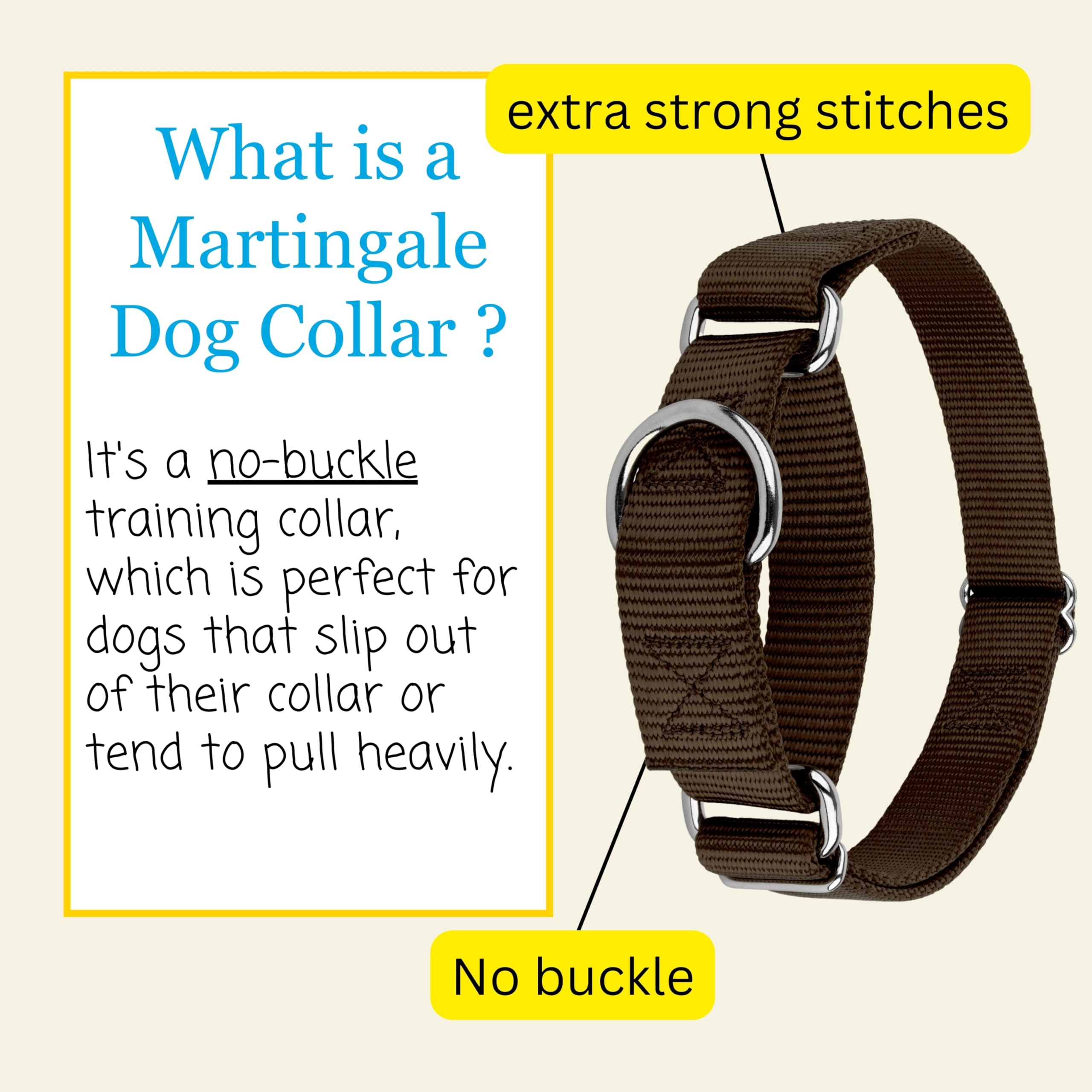 Country Brook Petz - Collar para perro de nailon marrón Martingale (extra grande, 2,5 cm de ancho)