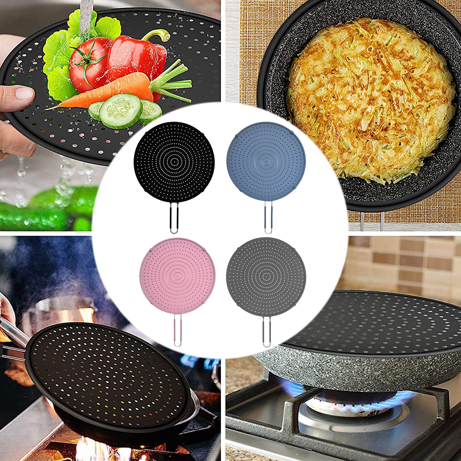 Pare-éclaboussures En Silicone Pour Poêle - 13 Pouces (33 Cm), Multifonction, Résistant à La Chaleur, Protège La Cuisinière