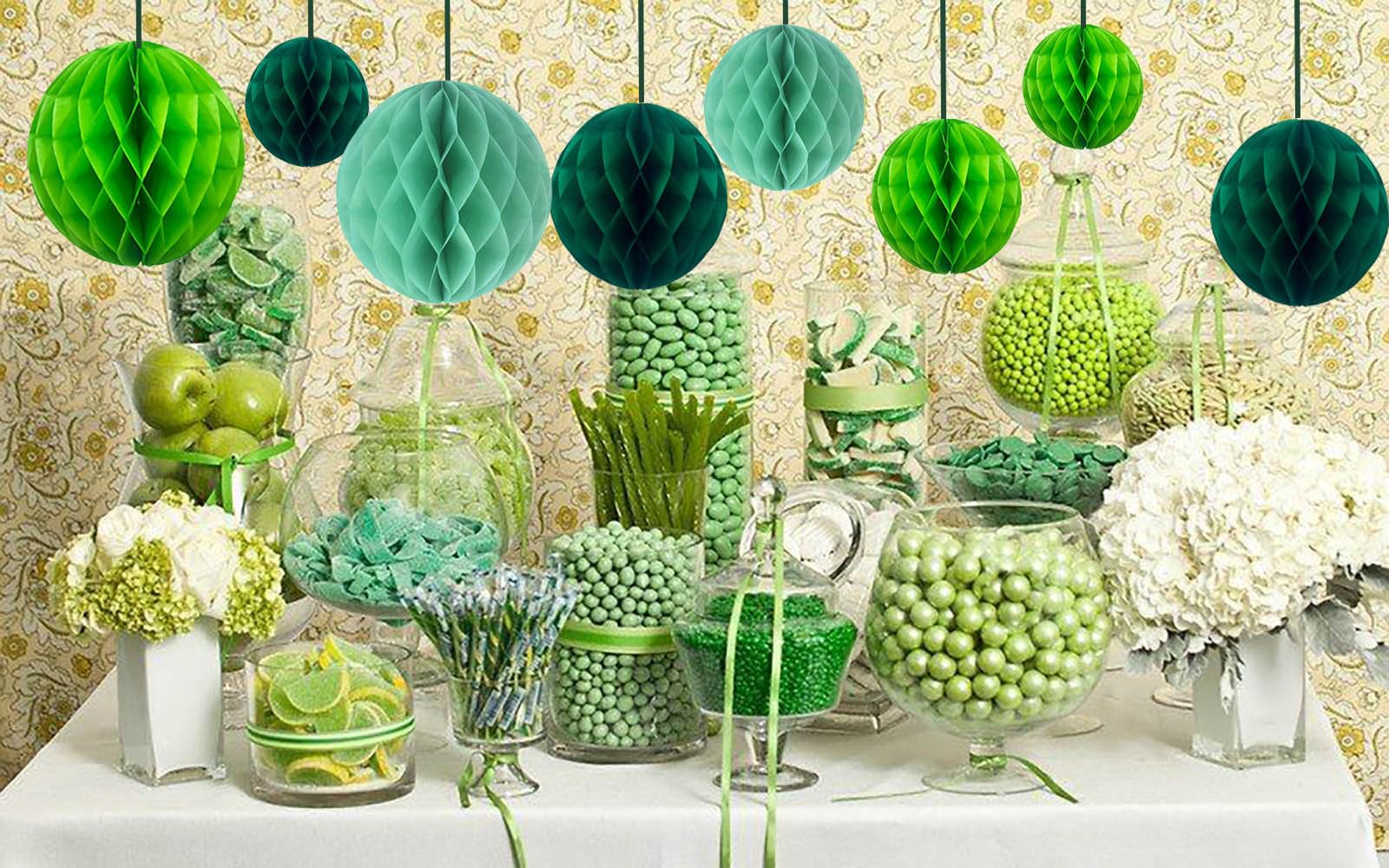 12 palline di carta verde a nido d'ape, carta velina Honeycomb Balls for Party Decor, decorazione San Patrizio (6 pollici e 10 pollici)