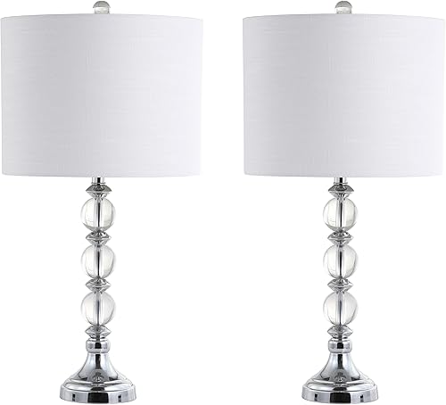 JONATHAN Y JYL5041A-SET2 Juego de 2 lámparas de mesa Paul de 26 pulgadas de cristal/metal LED lámpara de mesa contemporánea para mesita de noche