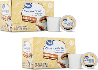 G.V. Medium Roast Cinnamon Vanilla Ground Coffee Pods, 12 Count Each- (Pack of 2)