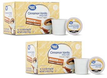 G.V. Medium Roast Cinnamon Vanilla Ground Coffee Pods, 12 Count Each- Pack of 2