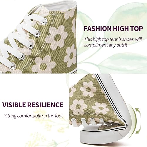 Vista 2 de kufeiti Zapatillas de lona altas para mujer, zapatos de lona con cordones, zapatillas blancas y negras, zapatos casuales para caminar