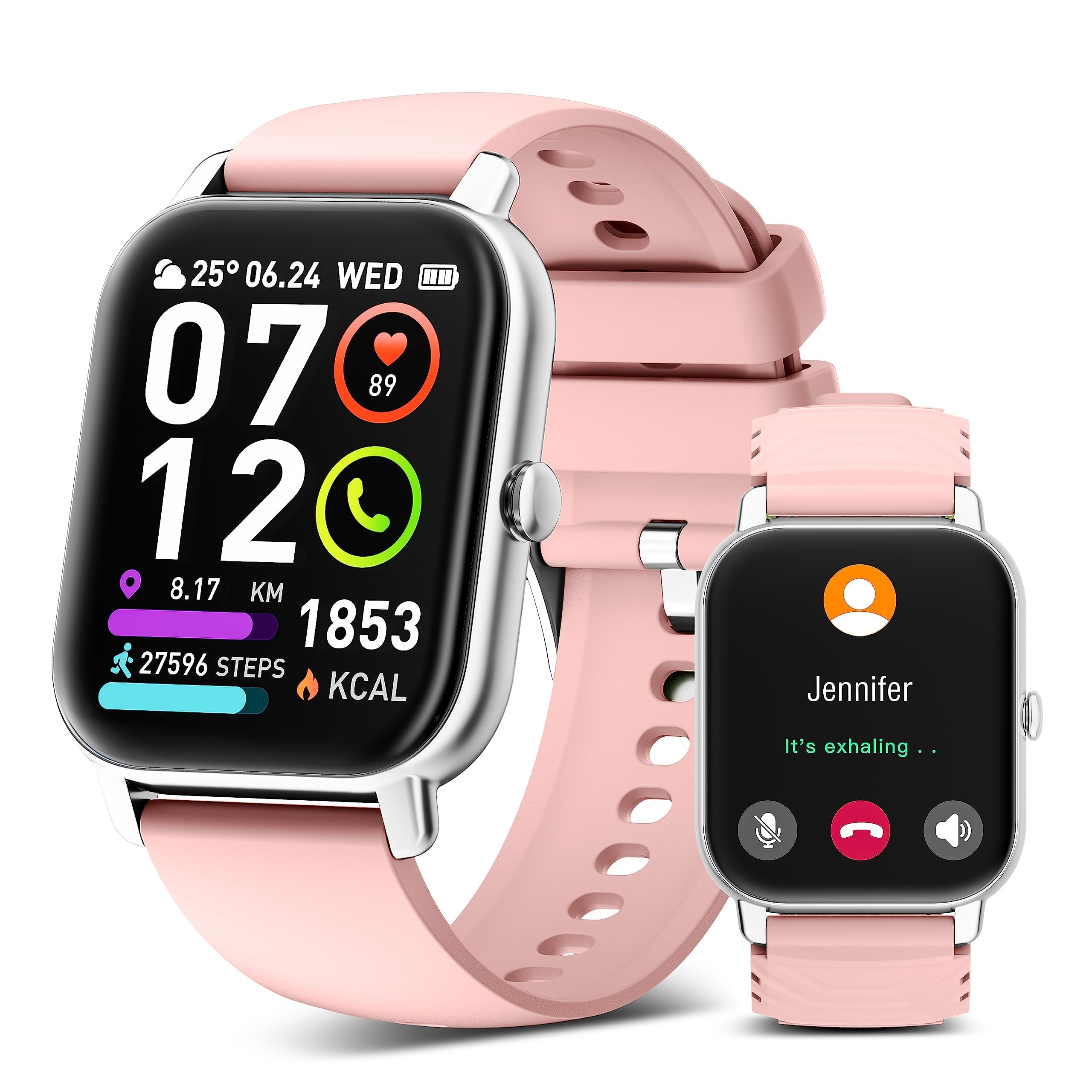 Smartwatch Uomo Donna con Effettua o Risposta Chiamate, 1.85" Orologio Smartwatch Contapassi/Sonno/Cardiofrequenzimetro, 110+ Modalità Sportivo Smart Watch, IP68 Orologio Fitness per Android iOS