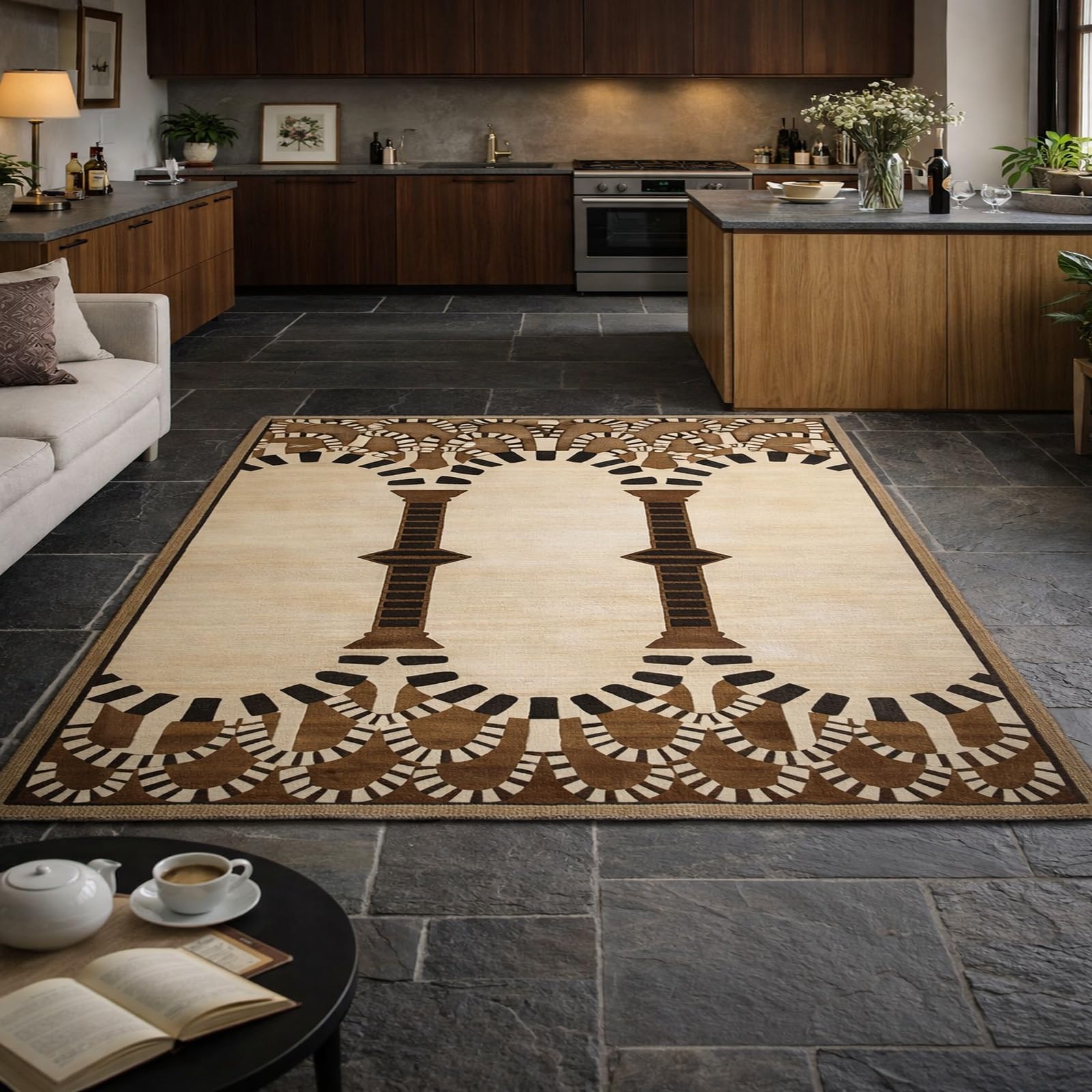 Alfombras lavables para dormitorio y pasillos de diseño beige