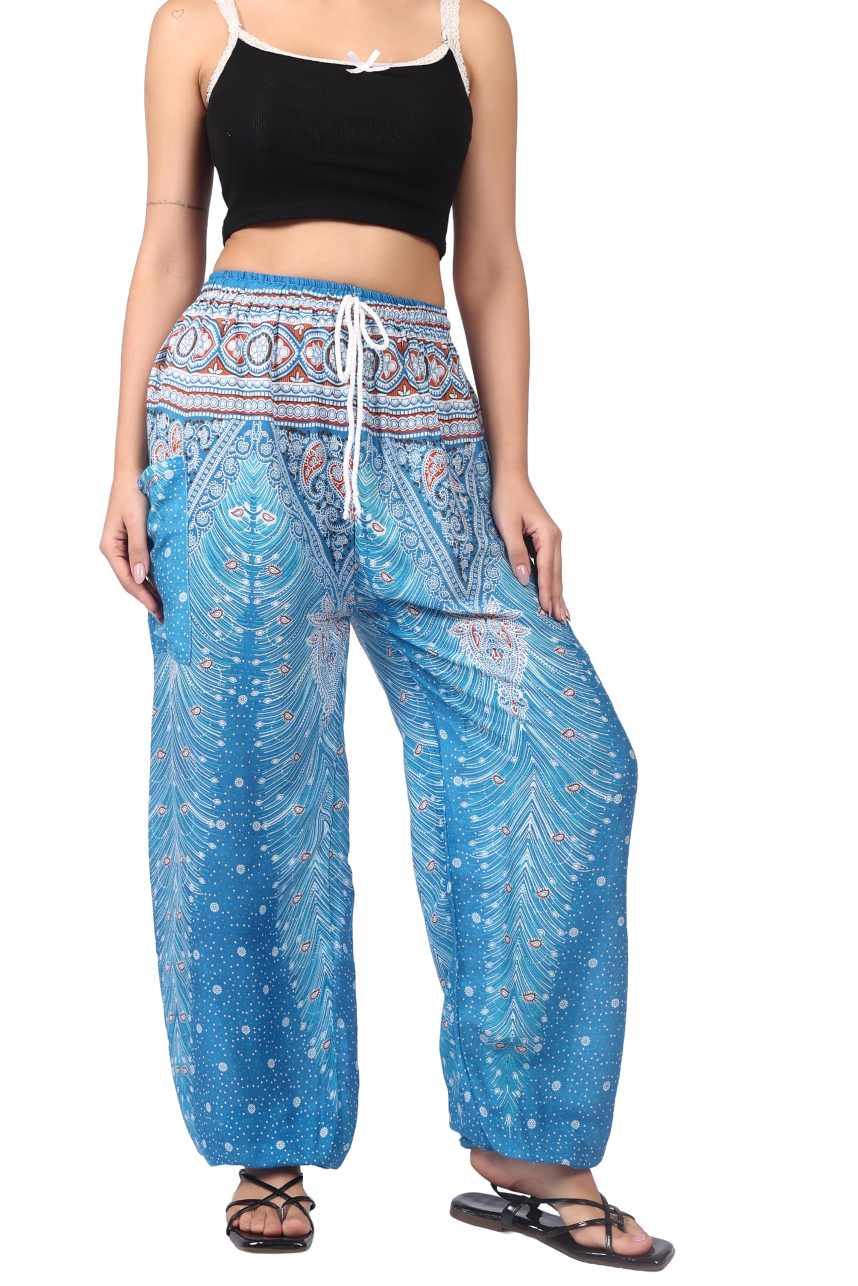 white whale you think, we bring Women's Harem Hippie Boho Yoga Palazzo Casual Pants-picture-46