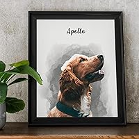 Custom Pet Portrait from Photo | Personalized Dog Cat Memorial Gifts | Watercolor Art for Pet Lovers Birthday Sympathy