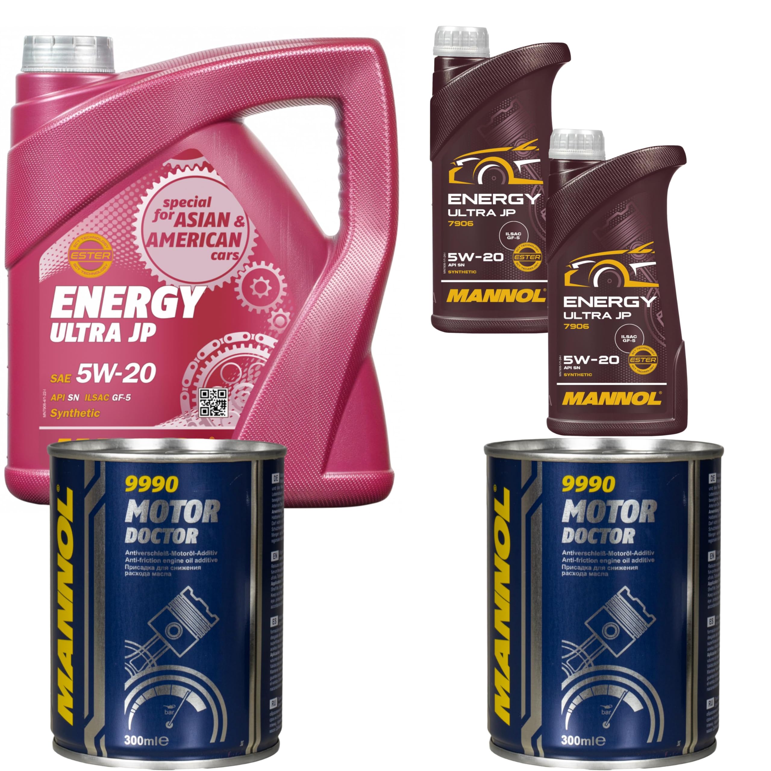 MANNOL Motoröl Set: 2x 5W-20 API SN + 1x Motor Doctor Additiv – Für Japanische & Koreanische Fahrzeuge