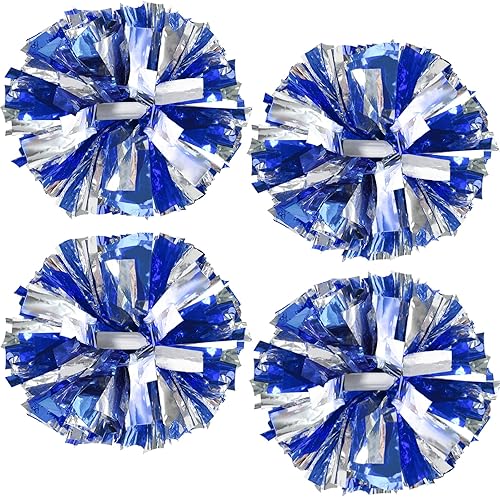 Miniatura 29 de 4 pompones metálicos de animadora mejorados de 12 pulgadas, pompones de animadora de HOLENGS para niños y adultos, pompones de escuadrón de Negro