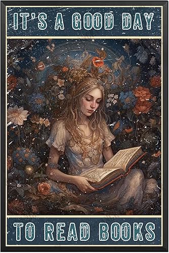 THUANCKY Letrero de metal con texto en inglés "It's A Good Day to Read Books", póster de lectura de amor, libro vintage, letrero de hojalata vintage