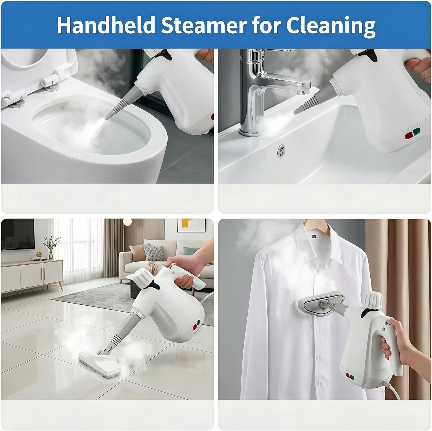 Steam Cleaners, Handheld Steam Cleaner for Home, 350ml Large Capacity Steam Cleaner with 11 Accessories, Auto Continuous Steam & Safety Lock, Multi-Purpose for Kitchen Grease, Bathroom Grout