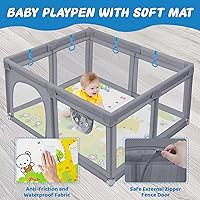 Vista 5 de Baby Playpen, Playpen for Babies and Toddlers, Indoor & Outdoor Playard Kids Activity Center with Mat, Anti-Slip Base, Sturdy Safety Baby Playpen