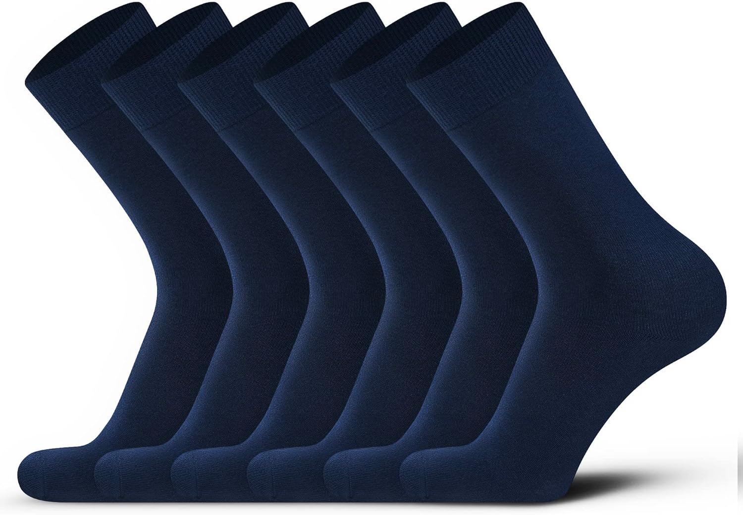 DarkCom Men's Dress Socks, Black, 6 Pairs Classic Cotton Polyester Socks, Reinforced, Cozy