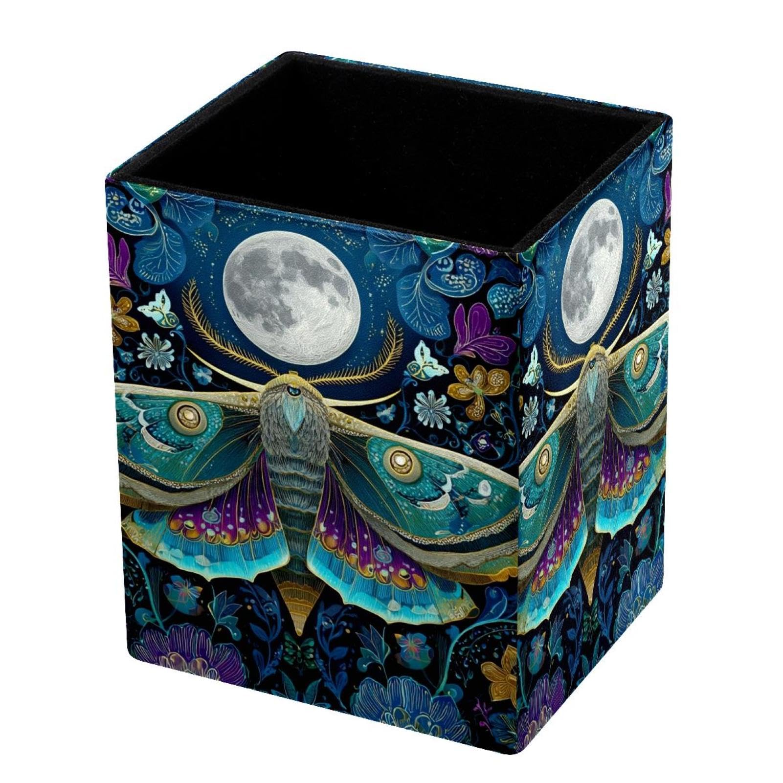 VAPOKF Pencil Holders for Desk, Moth Printed Pen Holders Pen Pot Makeup Brushes Storage Desktop Stationery Supplies Organiser for Home Office