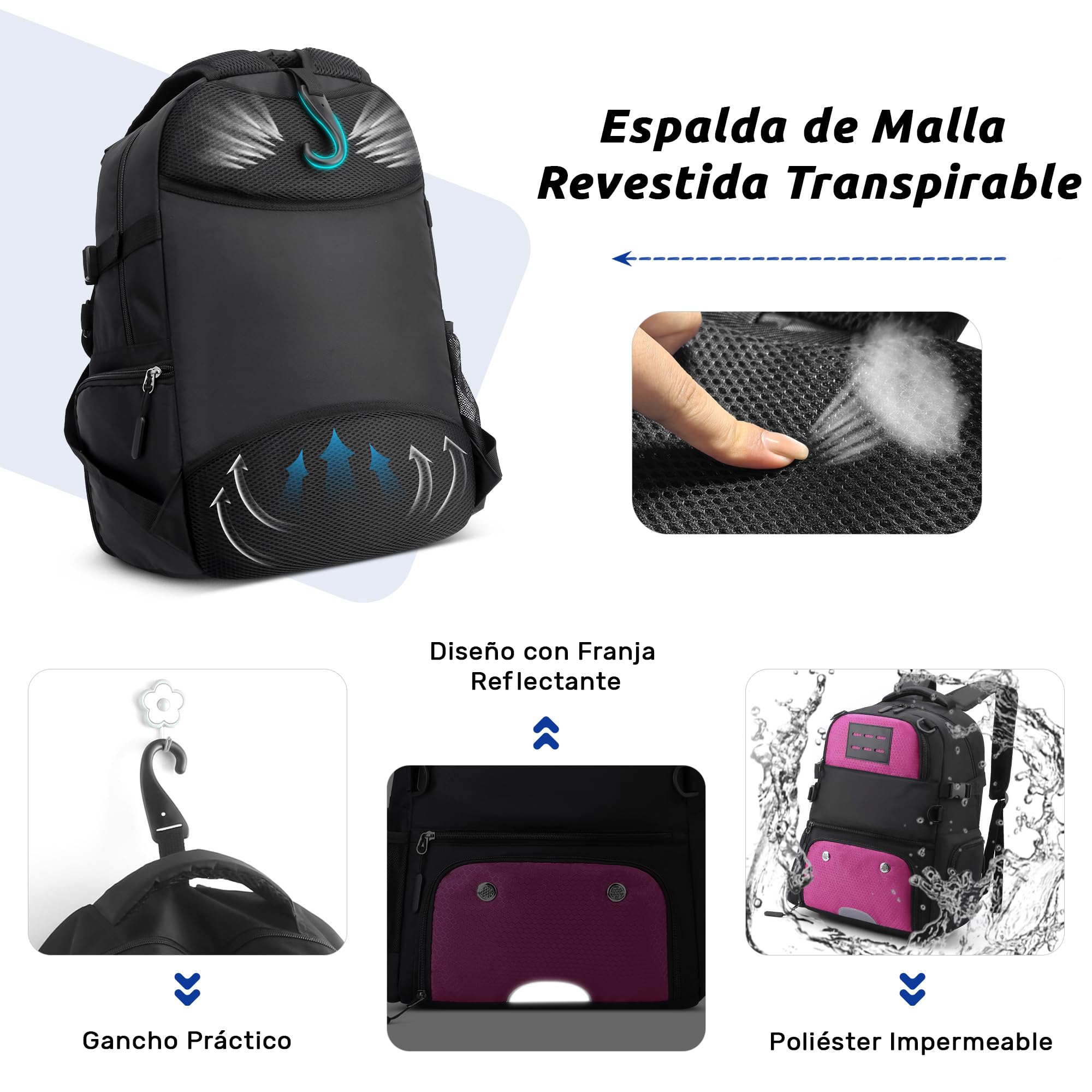 VARLIVOO Mochila de Baloncesto para Hombre Gran Mochila de Fútbol con Portaballón y Compartimento para Zapatos Bolsa de Baloncesto Mochila Gimnasio Bolsa Deportiva para Voleibol Escuela Viaje Rojo