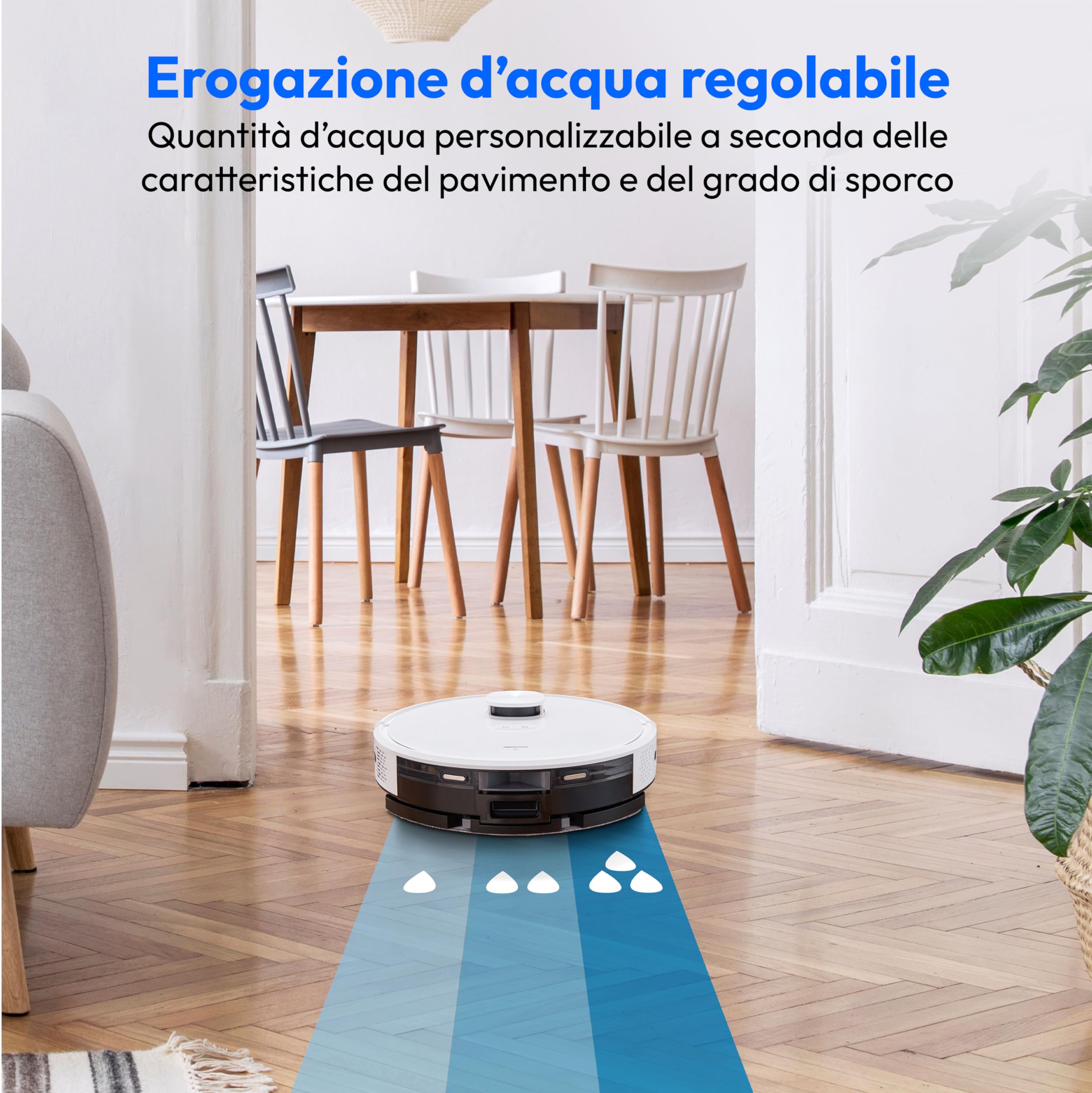 MEDION Robot Aspirapolvere X20 SW (MD111415), Robot aspirapolvere e lavapavimenti, Robot aspirapolvere lavapavimenti con mappatura laser, Aspirapolvere robot con svuotamento automatico