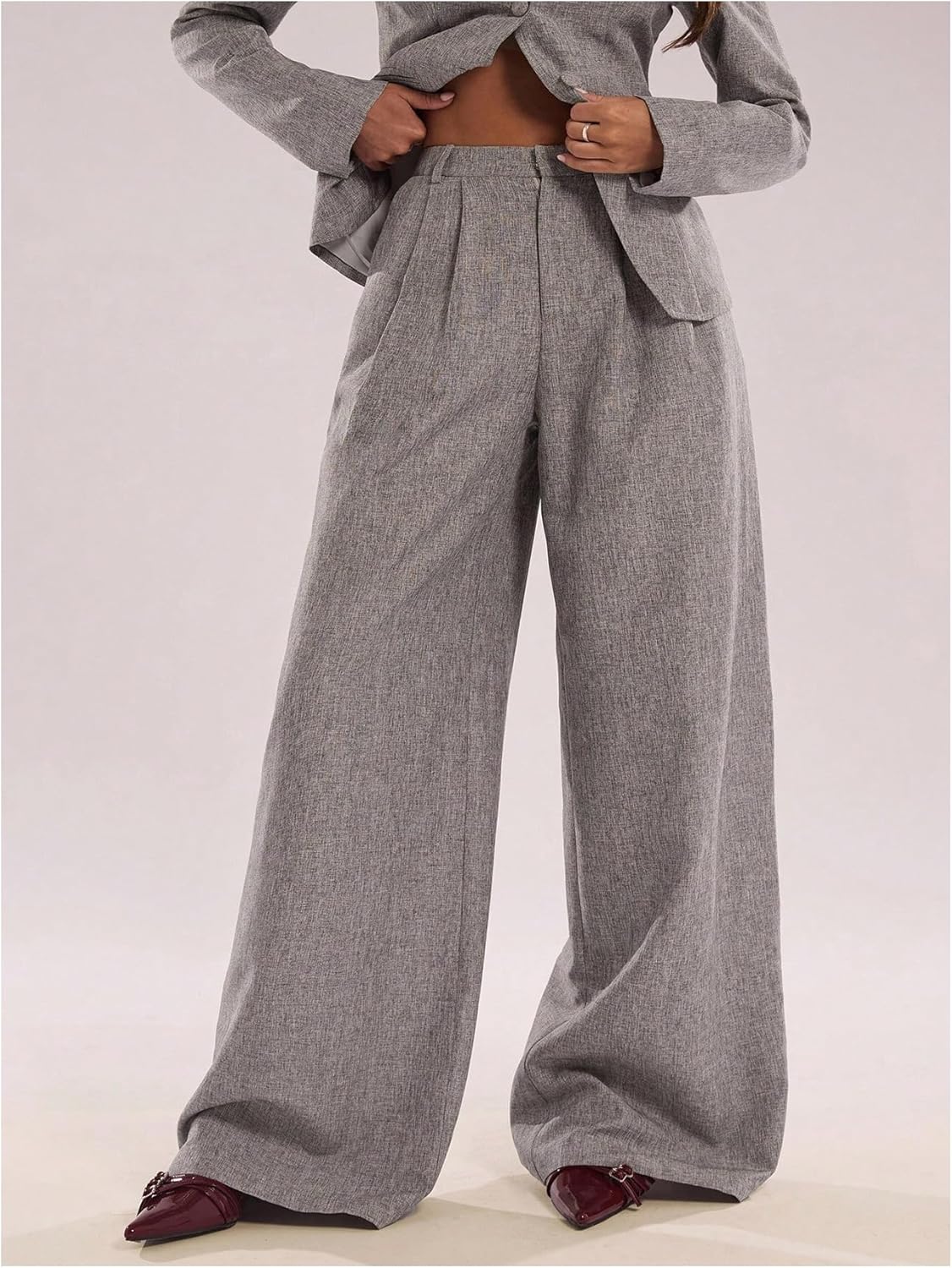 GORGLITTER Women's Wide Leg Dress Pants Pleated High Waisted Work Trousers Business Casual Outfits - Image 4