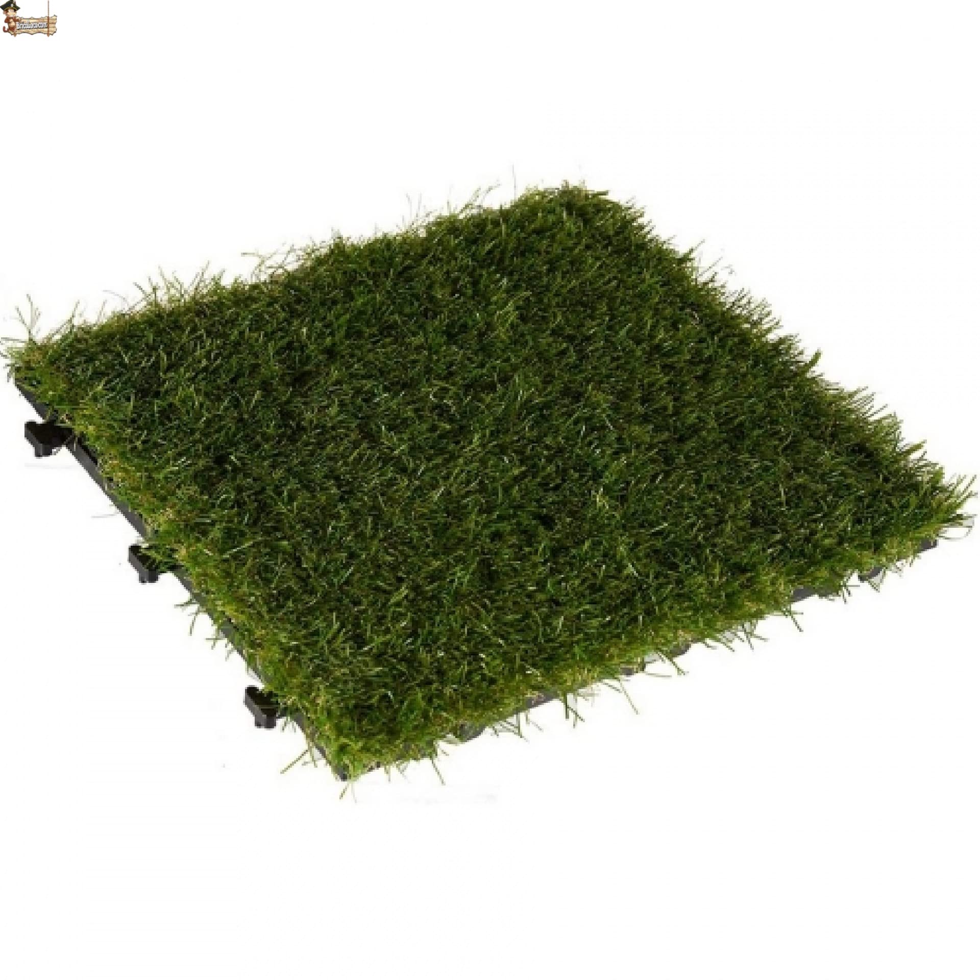 BricoLoco.com Lot de 6 dalles extérieures en plastique gazon artificiel. 30 x 30 cm. Embrassable. Pas de ruban adhésif double adhésif, colle, piquets ou clous. Jardin, terrasse, cour.
