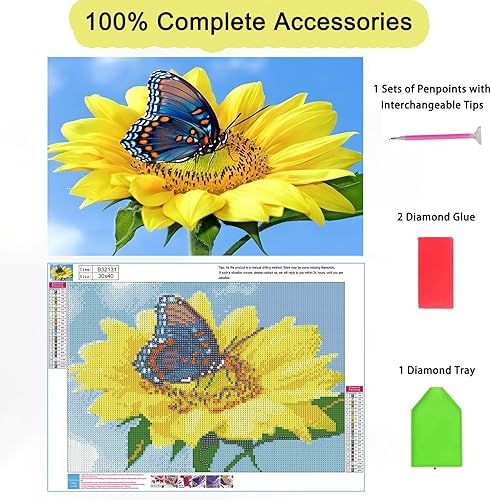 Miniatura 2 de Yunnuo Kits de arte de diamantes para adultos, pintura de diamantes grandes, pintura de montaña de diamantes con accesorios, pintura de gemas de