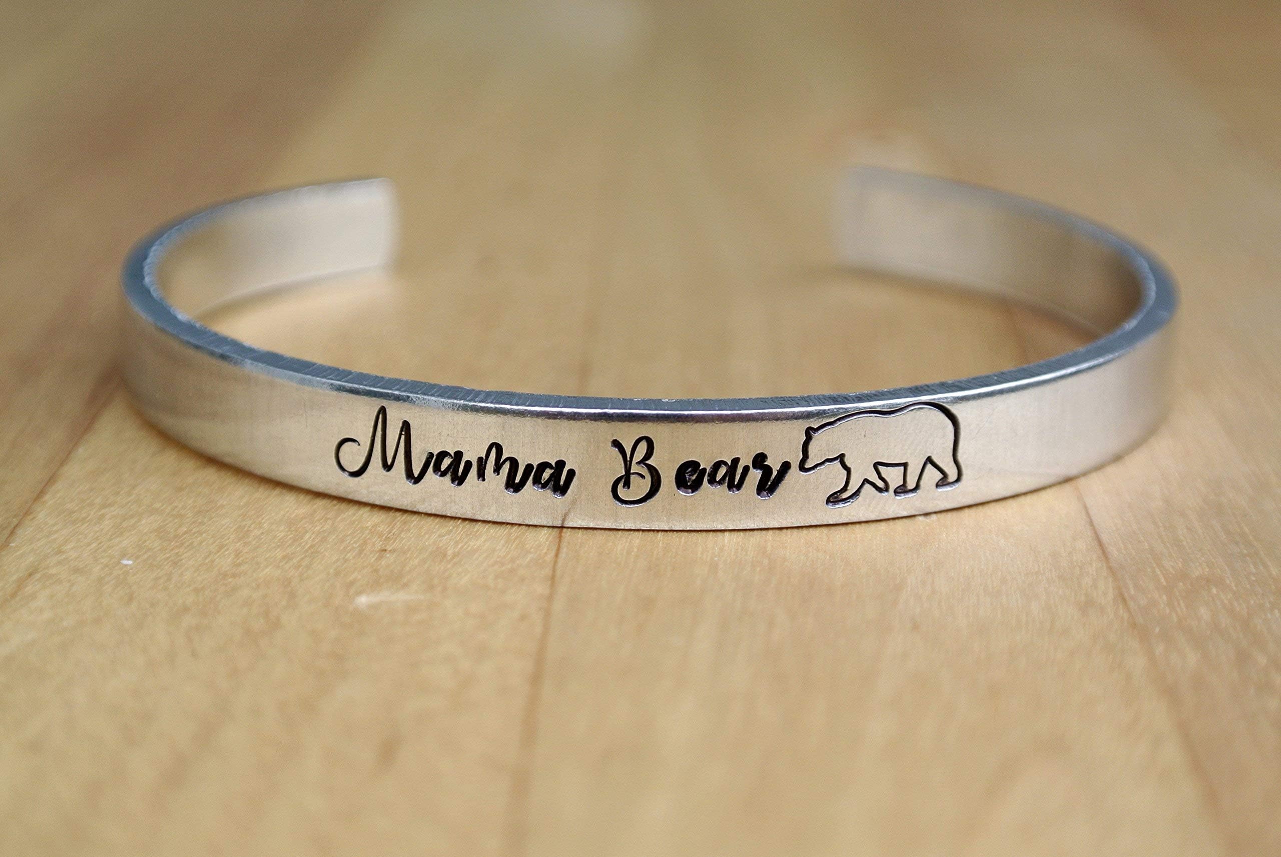 Mama Bear Cuff Bracelet, Mother's Day Gift, Gift For Mom, Momma Bear