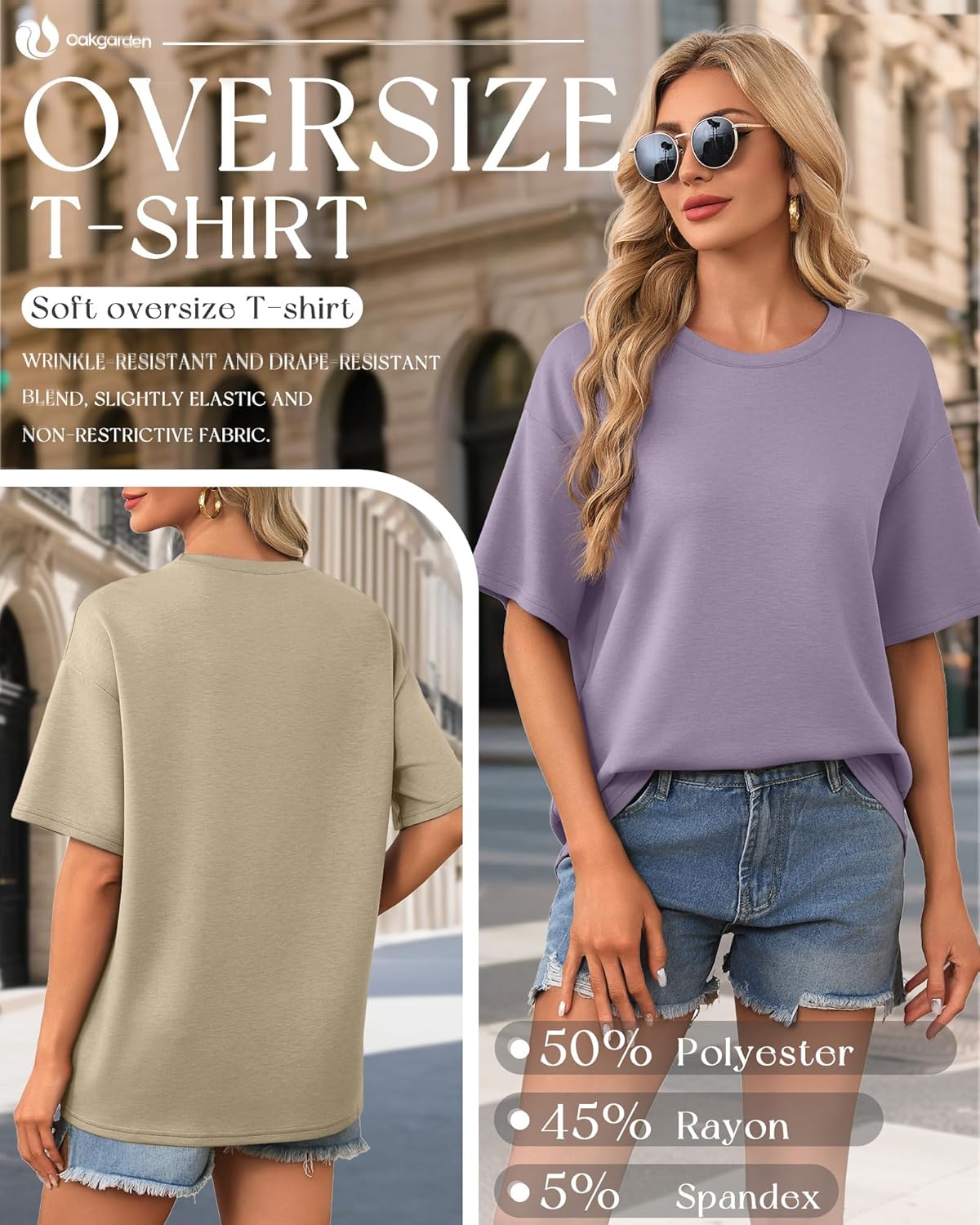 3 Pack Women's Half Sleeve Oversized T-Shirts Drop Shoulder Sweatshirts Crew Neck Loose Fit Workout Casual Tops