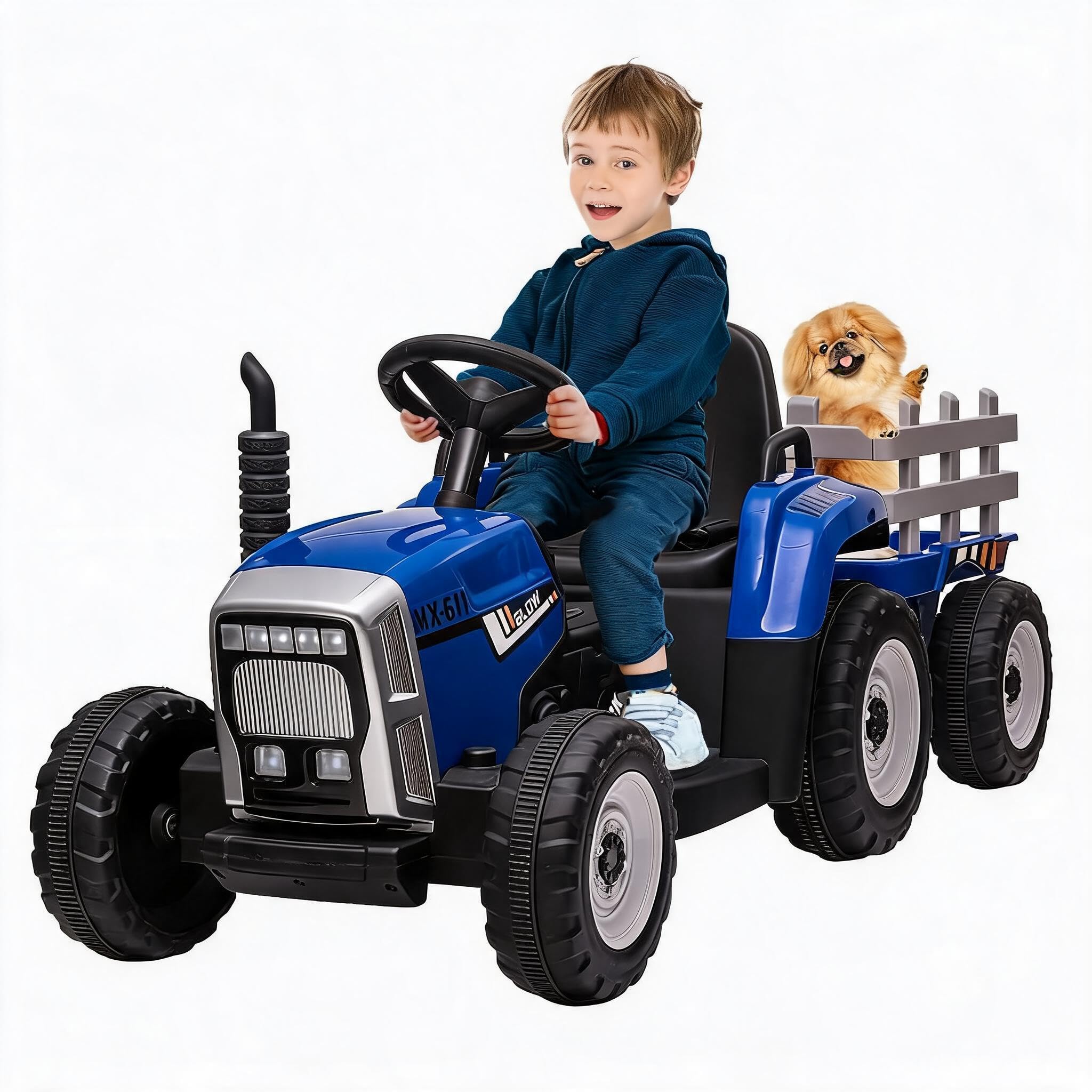 Garvee Trattore Elettrico 12V per Bambini con Rimorchio, Telecomando