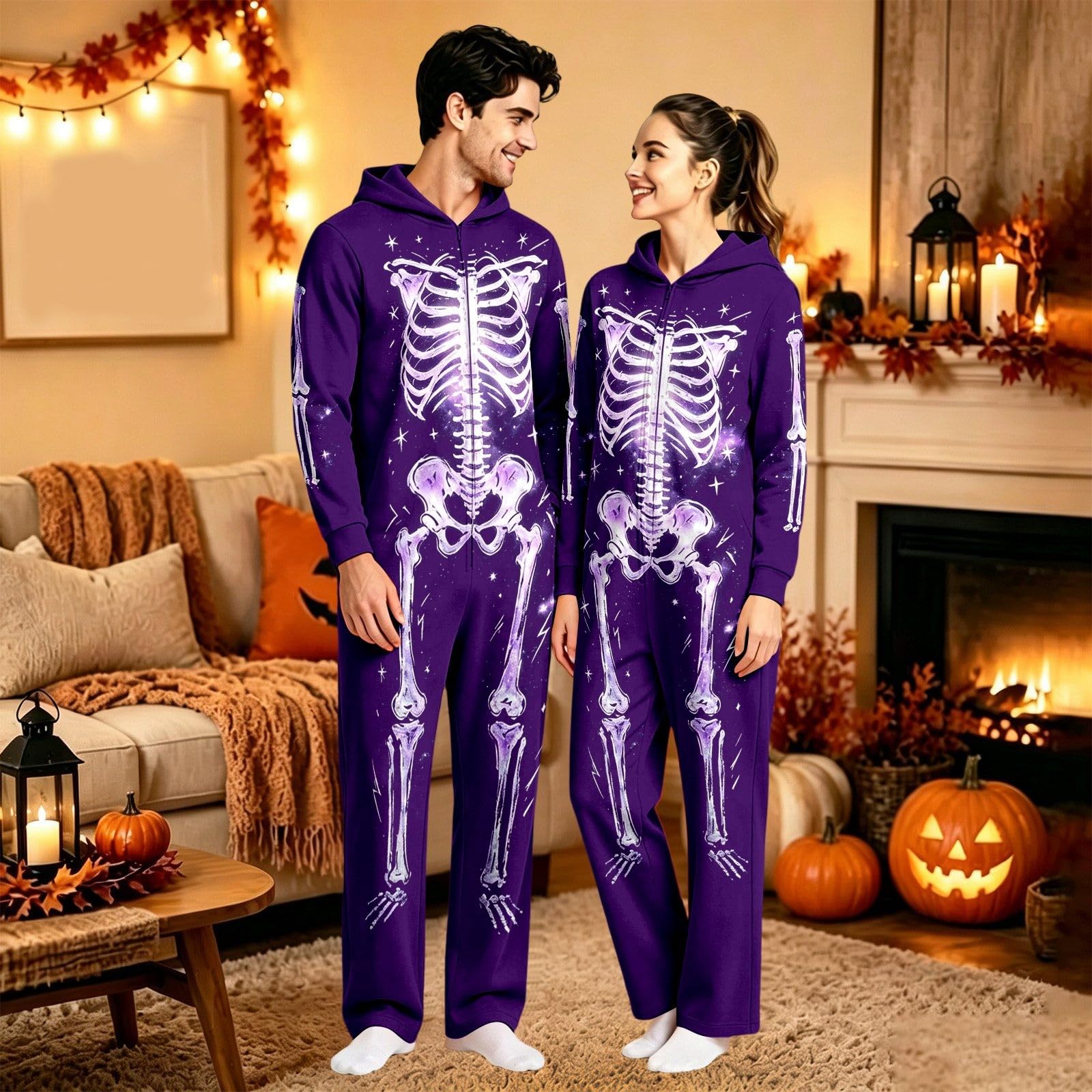 Plüsch Herren Onesie Halloween Kostüm Werwolf Warm Erwachsene Lustiges Damen Halloween-Kostüm Ganzkörper Lustig Witzig Faschingskostüme Kostüme Lustige Anime Cosplay Pyjama Jumpsuit Große Größen
