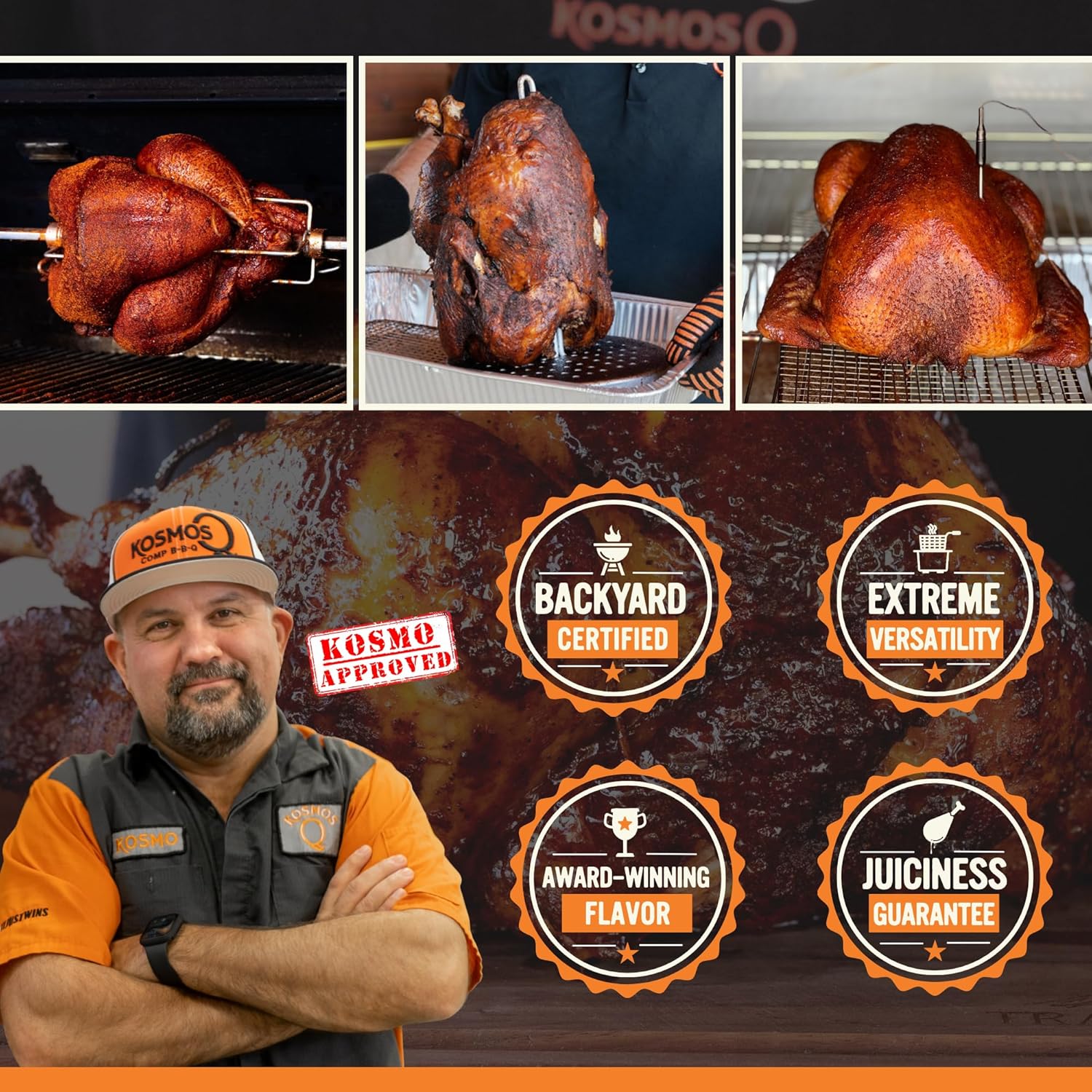 Kosmos Q Ultimate Turkey Brine Kit With Brine and Brining Bag, Dirty Bird Rub, Cherry Apple Habanero BBQ Glaze, Gravy and Stuffing Bags, & Recipe Card, Full Set for Cooking or Smoking Holiday Meals
