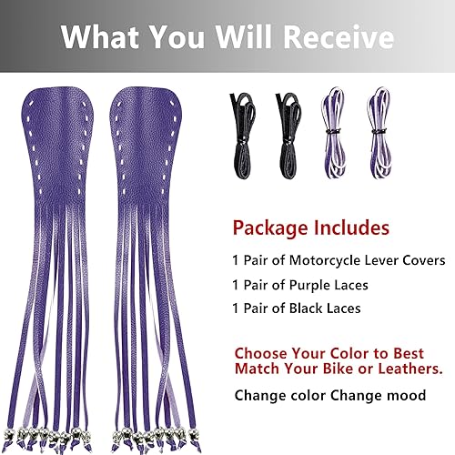 Miniatura 9 de Dream Apparel Fundas de piel sintética para palanca de motocicleta con flecos, fundas de embrague de freno de motocicleta con flecos