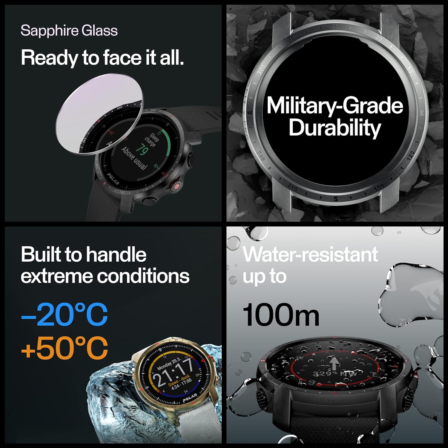polar grit x pro gps multisport smartwatch military durability sapphire glass wrist based heart rate long battery life navigation ideal for