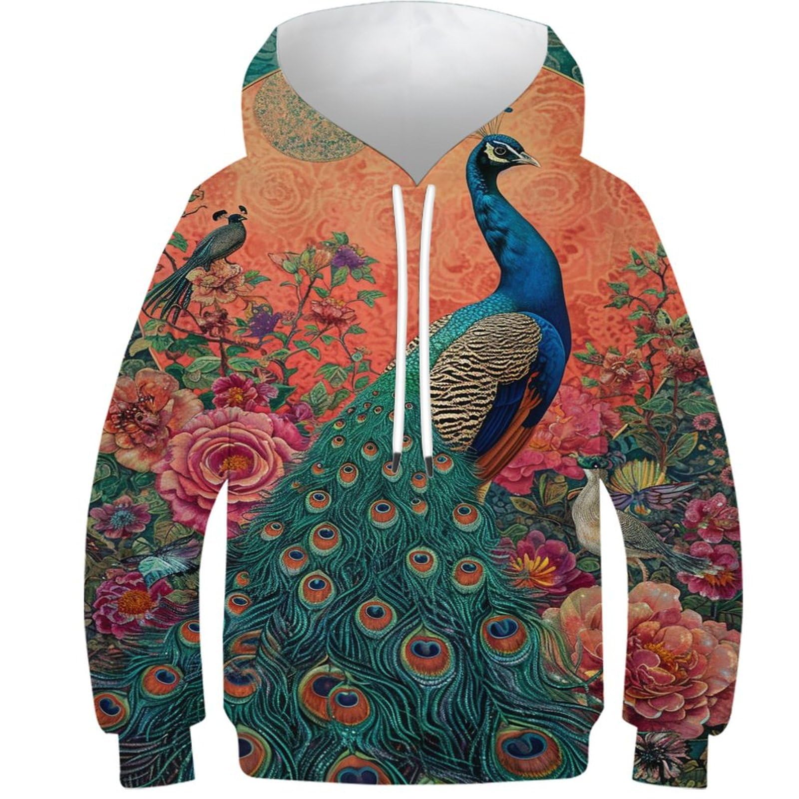 Sweat à capuche imprimé paon 3D veste drôle et cool pour adolescent 13-15 ans - 8