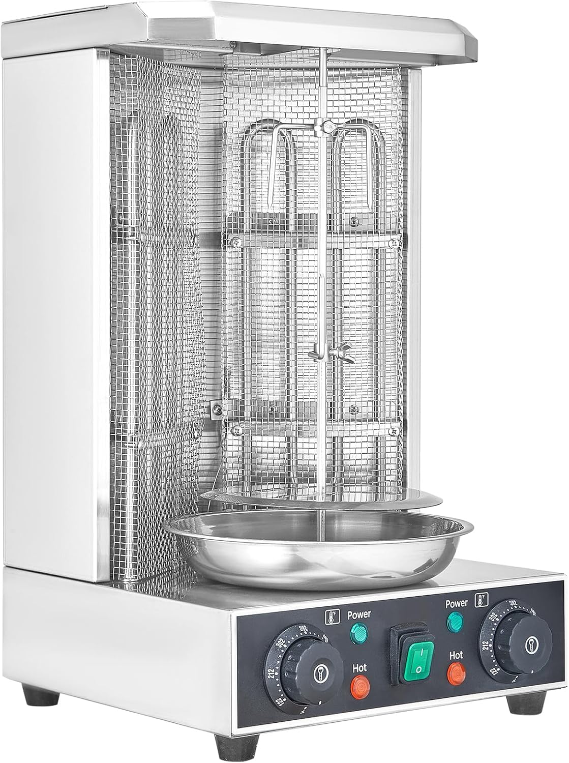 Happybuy Shawarma Grill Machine, 13lbs Capacity, 2-Burner Electric Vertical Broiler, 122℉-572℉ Gyro Rotisserie Oven for Chicken & Doner Kebab, Ideal for Home and Commercial Use