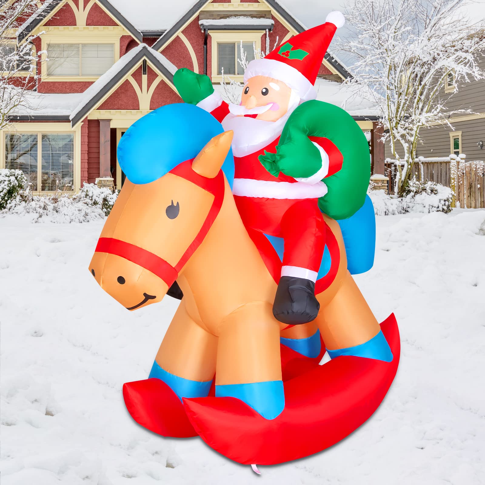 COMIN Bonhomme de neige gonflable de Noël avec une boîte, décoration de cour gonflable avec lumières LED intégrées pour les vacances, les fêtes, Noël, la cour, le jardin