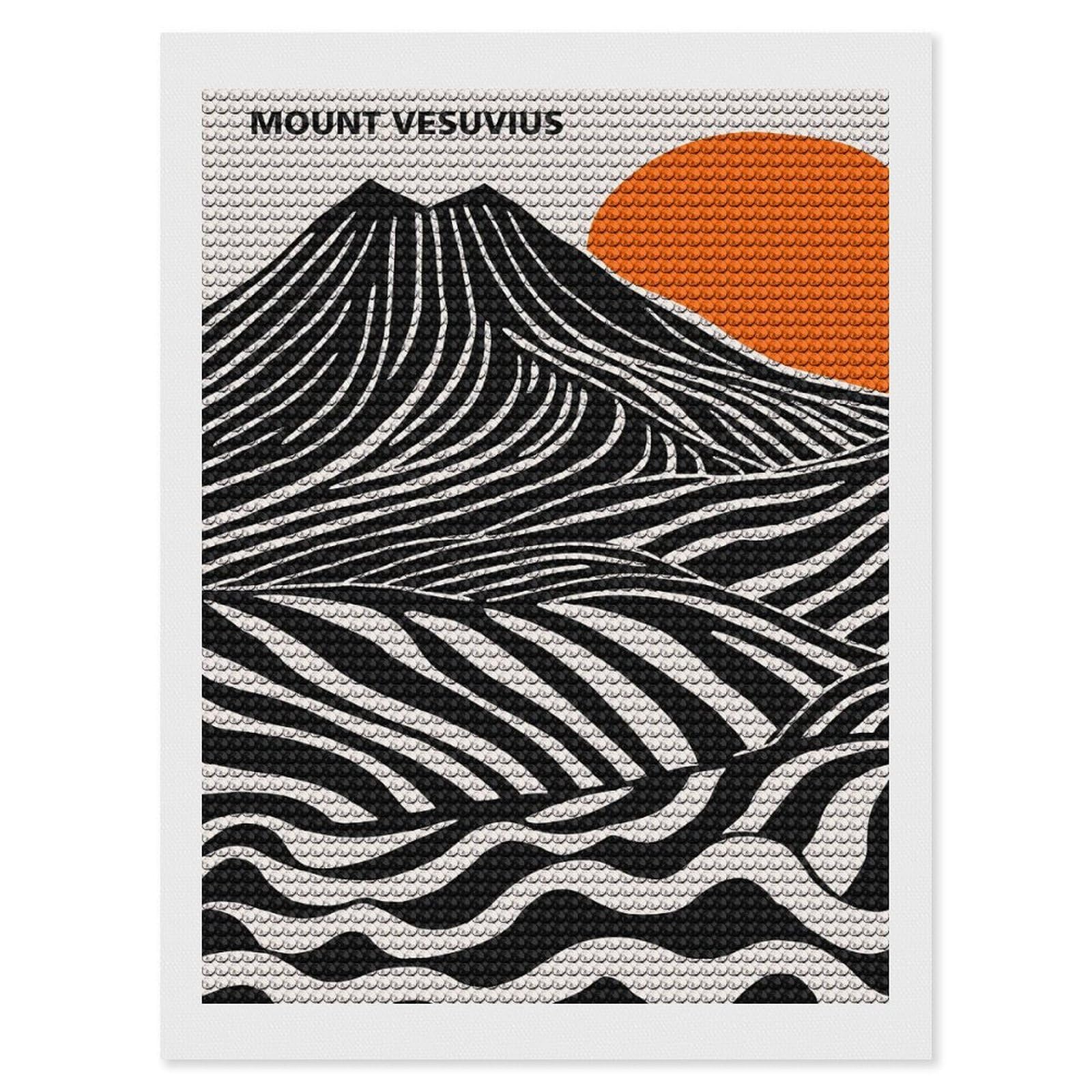 Junmoney Mount Vesuvius Abstract Art Diamond Art Kit 12"x16", Gift Idea, for Family Craft Time, Mindful Craft Activity, Boho Decor, Relaxing DIY Hobby