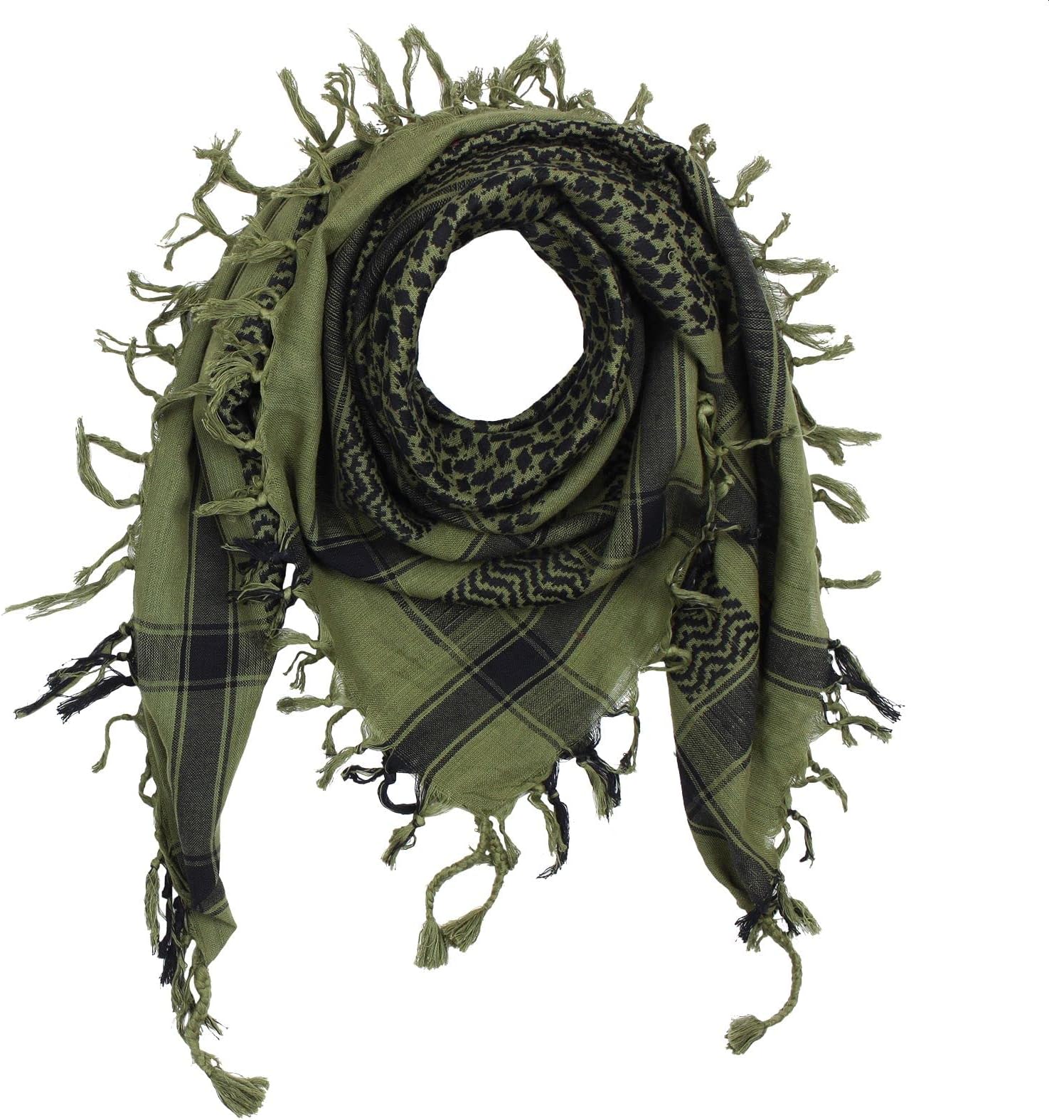 Kufiya - green-olive green - black - 40x40 inch - Shemagh - Arafa...