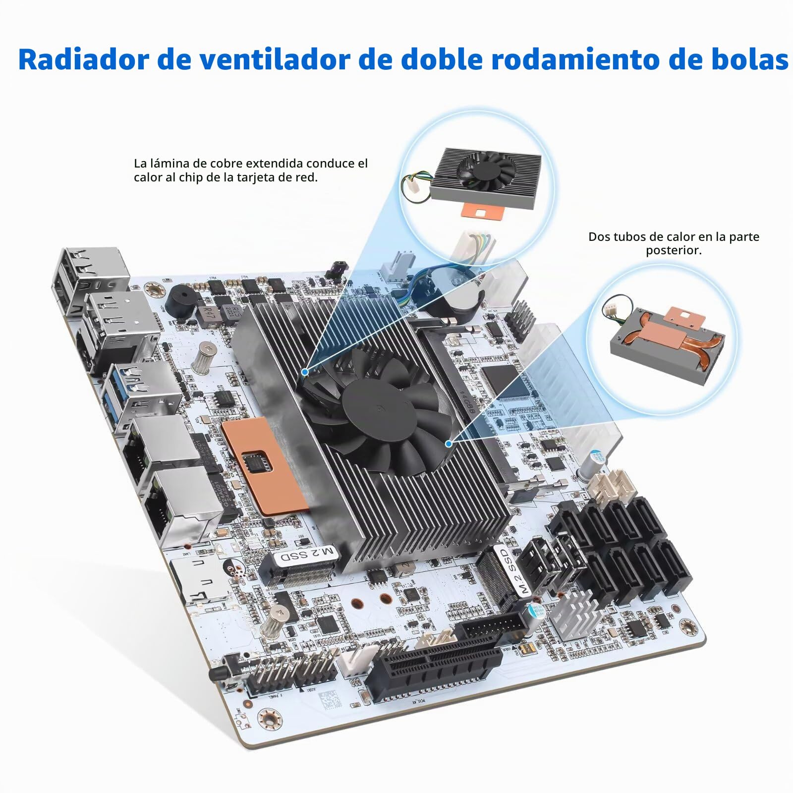 Mni ITX NAS Motherboard 8 Bay i5 8265U, 17X17cm PC Mainboard mit 2X 2.5GbE LAN, 2 x DDR4 Slot, 2 x NVMe, 1x PCI-Ex4, Support VT-x/VT-d, HD+DP 4K, Barebone