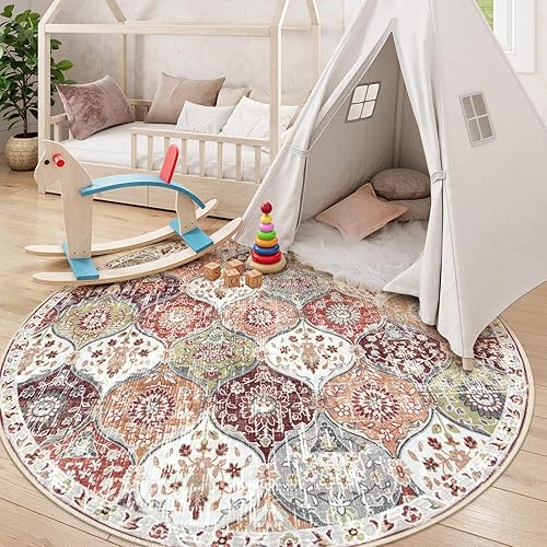 Miniatura 101 de Lahome - Alfombra marroquí antideslizante y lavable, pequeña alfombra oriental para dormitorio, cocina, entrada, baño, entrada, 61 x 91 cm, crema